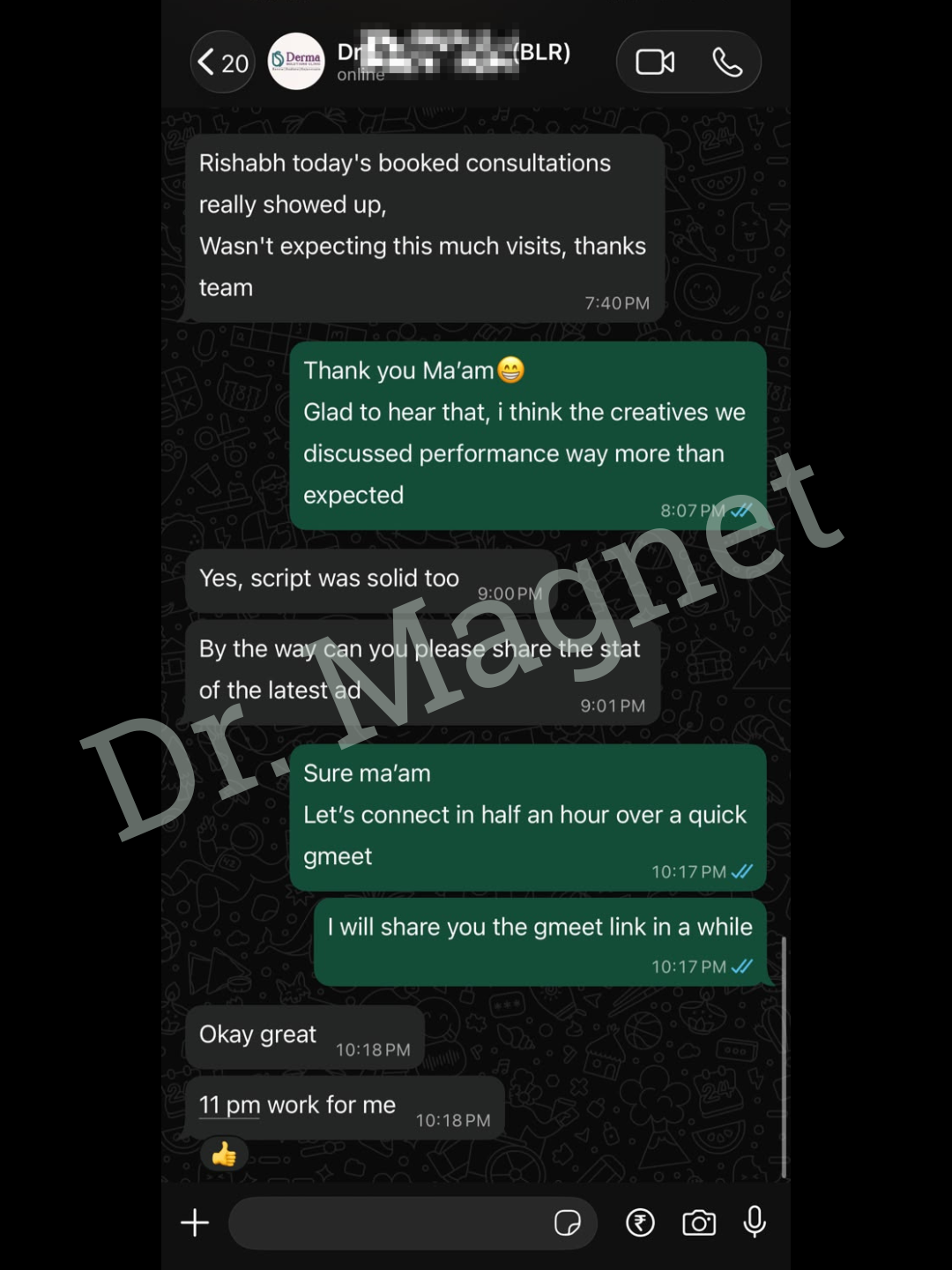 Client feedback — booked consultations and strong patient visits